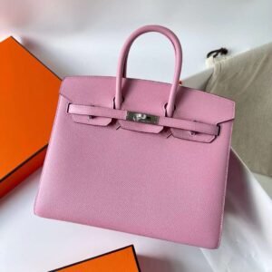 Crocodile Station Reviews Birkin Sellier Epsom X9 mallow purple pink Silver Hardware 25cm Full Handmade Phw